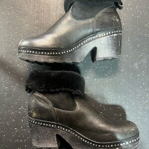 rag & bone Black Heeled Boots with Studded Detail